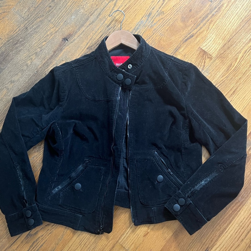 Black courdoroy moto (motorcycle) jacket